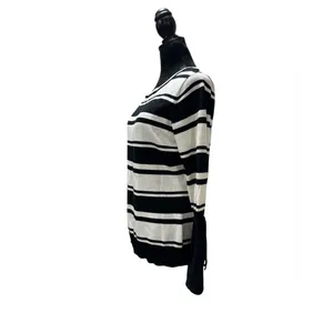 Vila Milano Striped Bell Sleeve Sweater Medium Black White Nautical‎ Knit thumbnail 3