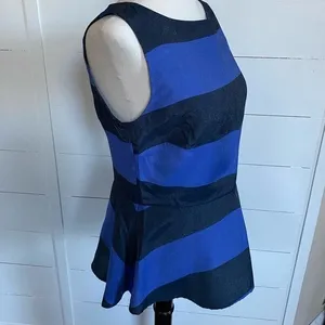 Banana Republic‎ Womens Blue Navy Striped Peplum Sleeveless Top Size 6 NWT thumbnail 4