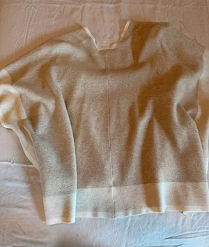 Warm & Cozy Lifestyle Open Front Poncho Cardigan Small Beige Cream Cape thumbnail 1