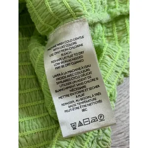 EUC Free‎ People Marigold Tee Top Womens in Key Lime Combo Smocked Crop size M thumbnail 7