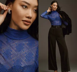 NWT $68 By Sapphire Pullover Sheer Lace Turtleneck XS thumbnail 5