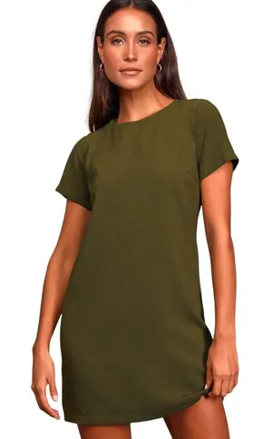 Lulus Shift and Shout Olive Green Shift Dress size Medium NWT thumbnail 1