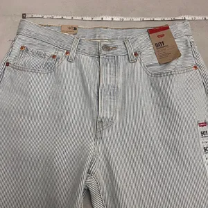 Levi's 501 Original Fit Women Size 31X30 Striped Denim Button Fly Straight Leg thumbnail 16