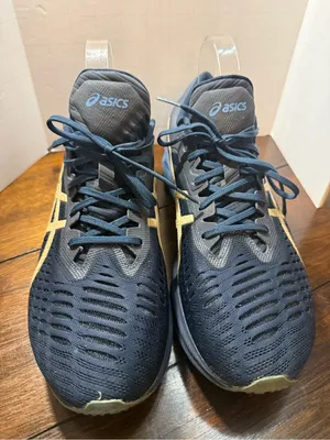 Asics navy and gold performance running sneaker thumbnail 2