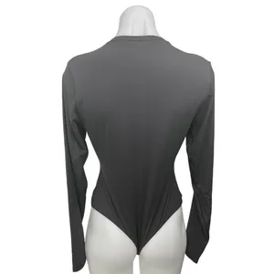 Skims Black Crew Neck Long Sleeve Stretch Bodysuit Thong Shirt T-shirt Top XL thumbnail 2