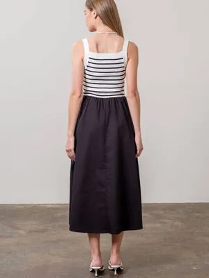 Tuckernuck Moon River Square Neck Sweater Knit Mix Media Midi Dress Size Small thumbnail 2