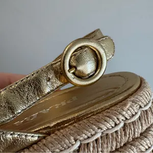 Prada Strappy Gold Leather Platform Espadrilles‎ Size 37.5 thumbnail 9