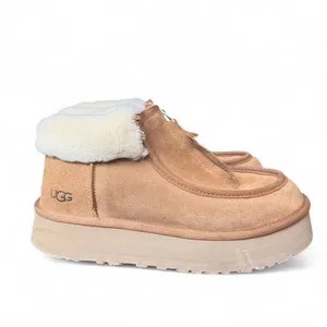UGG Funkarra Zip Cuffed Platform Slippers Chestnut Suede Shearling Women’s 10 thumbnail 3