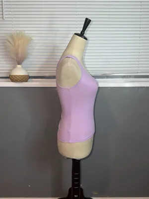 Anthropologie Lilac One Shoulder Ribbed Tank Top XS thumbnail 4