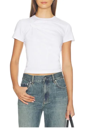 NWOT Good American Super Stretch Twist Tee in White Size Small thumbnail 1