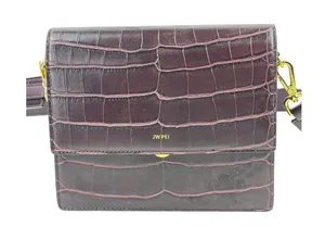JW Pei Mini Flap Burgundy Red Croc Faux Leather Vegan Crossbody Bag Handbag thumbnail 1