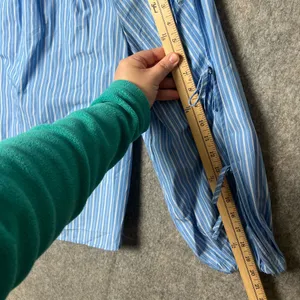 Free Assembly Woman Size Small Gathered Neck Top Long Tie sleeve Blue Stripe Nwt thumbnail 8