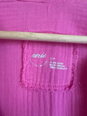 Aerie Pool-to-Party Pink Gauze Oversized Button Down Shirt thumbnail 4