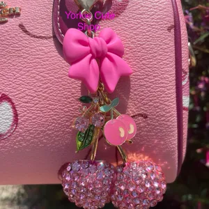 Juicy Couture New Handmade Pink Bow and Cherry Charms for Purse/ Bag/ Keychain thumbnail 2