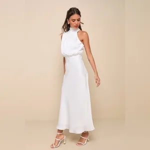 NEW LULUS Distinctive Charm White Satin Asymmetrical Midi Dress SZ XS thumbnail 5