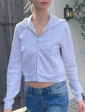 Brandy Melville Cropped Zip Hoodie thumbnail 1