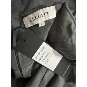 NWT Elliatt Camo Blouson Halter Dress Sz Large Charcoal Gray Asymmetrical Satin thumbnail 7