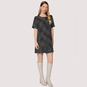 Lost + Wander Femme Forte Tweed Shift Dress in Black Ivory Size Small NWT thumbnail 3