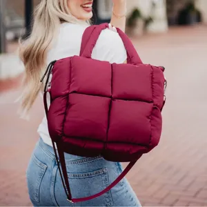 Katydid Wine Mini Puffer Tote Bag Burgundy Quilted Crossbody NWOT thumbnail 3