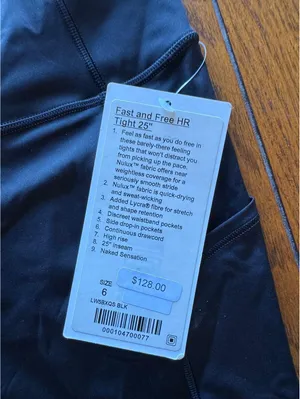 Lululemon Fast & Free With Pockets High Rise 25” Black Size 6 NWT thumbnail 4