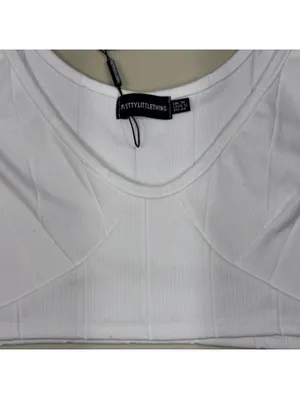PrettyLittleThing White Ribbed Crop Tank Top Women’s US 12 NWT thumbnail 3