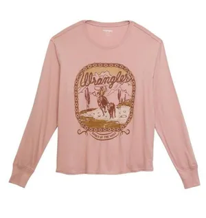 Wrangler Women's Retro Spirit of the West Long Sleeve Tee - Misty Rose M thumbnail 1
