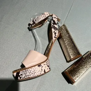 Guess Rippa Python & Gold platform Strappy heels Size 9.5  ‎ B53 thumbnail 10