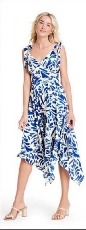 Alexis for Target Asymmetrical Botanical Blue Dress – Size M thumbnail 1