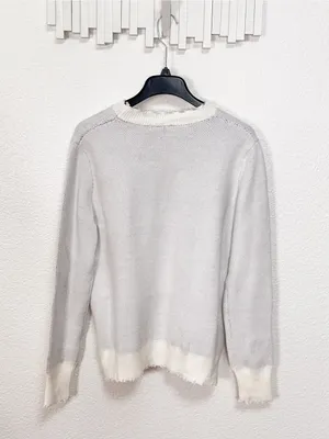 Miss Sparkling Smiley Face Graphic Distressed Knit Crewneck Sweater thumbnail 7