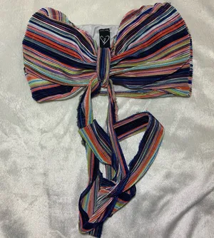 Women’s Windsor Striped Multi Colored Bow-Tie Bandeau Bikini Top thumbnail 8