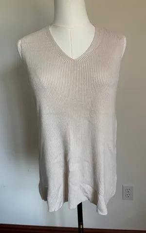 Motherhood Ribbed V-Neck Sleeveless Knit Tank - Cream thumbnail 1