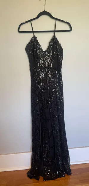 Southern Fried Chicks Black Sequin Prom Dress thumbnail 1