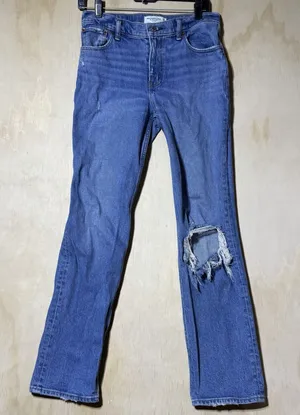 Abercrombie & Fitch 90s Straight Jeans Womens 28 6R Low Rise Distressed Blue thumbnail 1