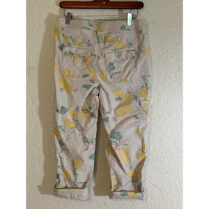 Chico's So Slimming Lemon Print Crop Cargo Pants 4 S Women Fruit Floral Casual thumbnail 15