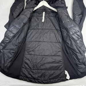 Lululemon Fluff the V Hooded Jacket Black Quilted Puffer Hybrid Full Zip Women L thumbnail 9