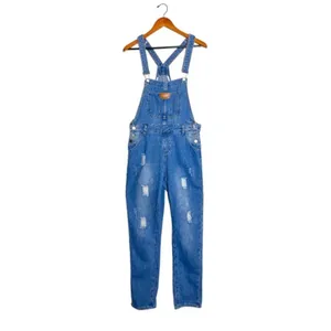Vintage Y2K Straight Leg Distressed Medium Wash Denim Bib Jean Overalls Size S thumbnail 2