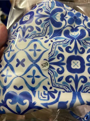 wild fable Blue and White Tile-Print Side-Tie Bikini Bottom thumbnail 5