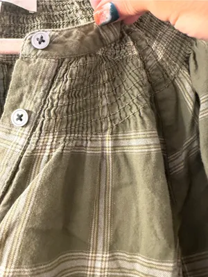 LOFT Olive Green Button-Front Blouse thumbnail 2