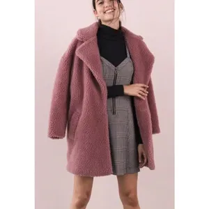 Abercrombie & Fitch Sherpa Teddy Fleece Over Coat XS Mauve Pink Cozy Soft Y2K thumbnail 3