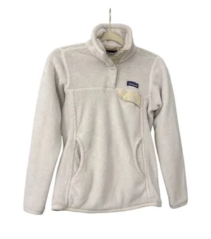 Patagonia Off White Pullover Quarter Zip Fleece Sweatshirt Jacket Women's XS thumbnail 1