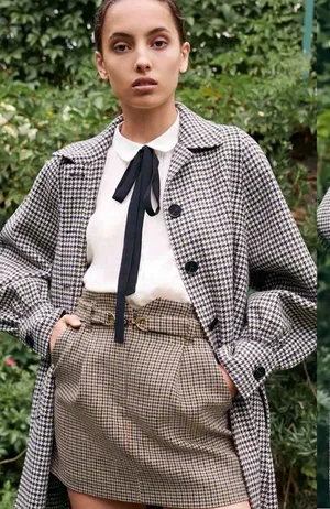 Maje | Jeling Checked Mini Skirt with Horsebit Belt thumbnail 1