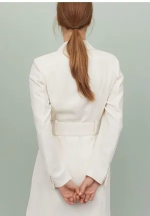 NWT H&M Belted Blazer Jacket Dress Ivory Large thumbnail 6