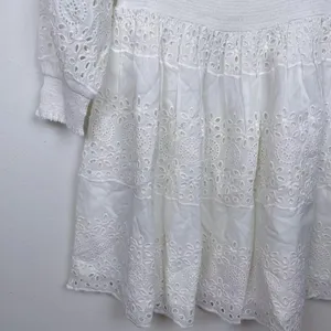 ASTR The Label Solstice Off Shoulder Eyelet Lace Mini Dress in White Small thumbnail 4