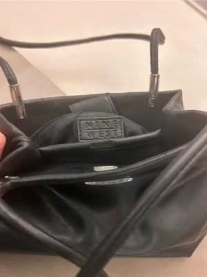 Nine West Black Satchel with Metal Accents thumbnail 6