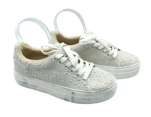 Betsey Johnson Sidny Pearl Sneakers Lace Up White 6.5 thumbnail 1