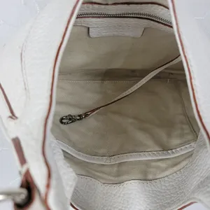 Michael Kors Womens Bag White Pebbled Leather Shoulder Hobo Fold Over Buckle thumbnail 7
