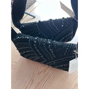 New Women’s A New Day Velvet Beaded Handbag 👜 Purse Black 11.5”x6.5” w/Flaw thumbnail 4
