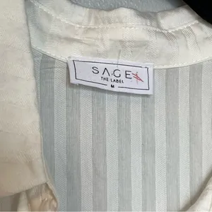 NEW Sage Linen V Neck Shirts Shirt Spring Autumn Casual Long Sleeve White Medium thumbnail 3
