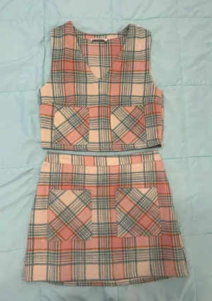 Luca + Grae Pastel Plaid Top and Skirt Set thumbnail 1