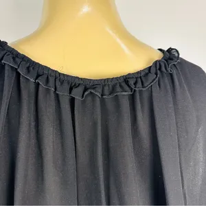 Zara Black Chiffon Top Sz M Sleeveless Ruffle Loose thumbnail 6